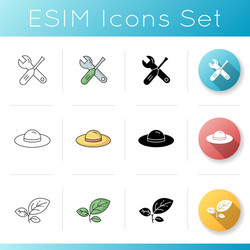 gardening tools icons set vector