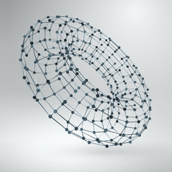 wireframe polygonal element 3d torus with lines vector