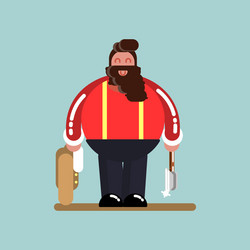 Big lumberjack standing with jacket and axe vector