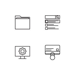 cyber security linear icons set simple outline vector image