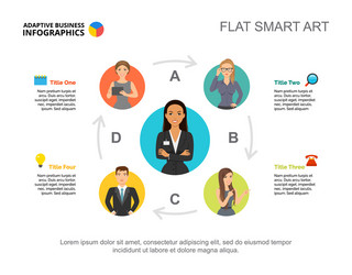 four tasks workflow process chart template vector image