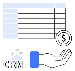 crm data table integration with monetary focus vector image