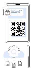 digital payment processing with qr code and cloud vector image