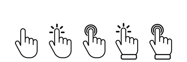 Hand cursors icons click set vector