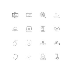internet security linear thin icons set outlined vector image
