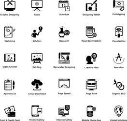 web and graphic designing glyph icons set 6 Vector Image