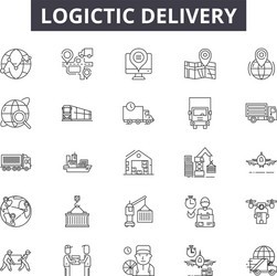 logistic delivery line icons for web and mobile vector