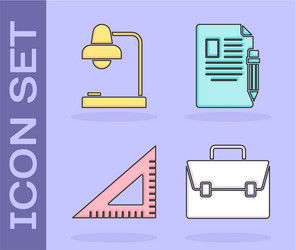 set briefcase table lamp triangular ruler vector image