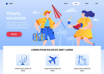 Travel vacation flat landing page tourist vector