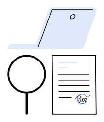 document review with digital approval using laptop vector image