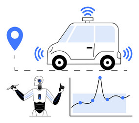 autonomous vehicle technology with ai and data vector image