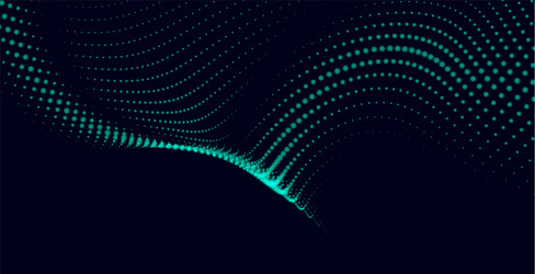 digital particle waves abstract green background vector image