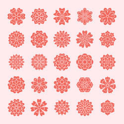 doodle flowers set pink red color beautiful Vector Image