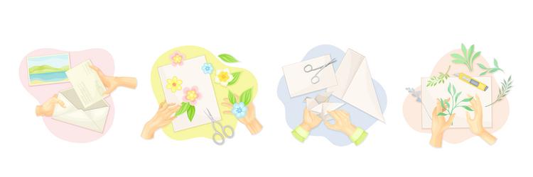 hands create craft and handmade hobby set vector image