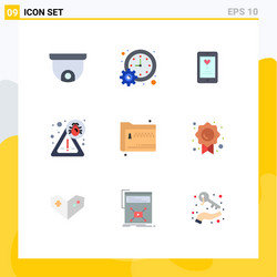 set 9 flat colors on grid for files folder app vector image