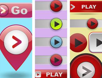 ui interface button cards design play media vector image