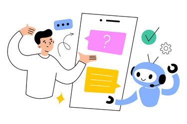 Ai chat app messaging to artificial intelligence vector