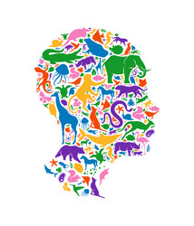 colorful wild animal icon head shape isolated vector