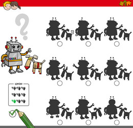 educational shadow game with robot characters vector