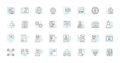 internet media linear icons set streaming viral vector