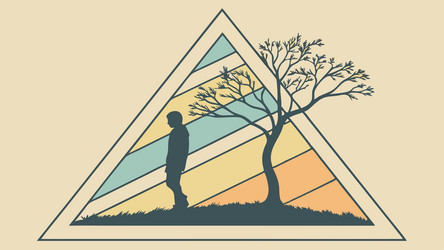 man and tree abstract triangle design generative vector image