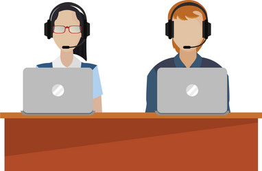 operators employee working with laptops vector image