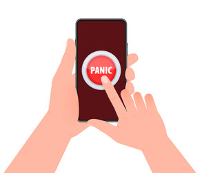red button with help text panic hand pressing vector image