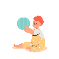 small infant kid playing with ball growing child vector