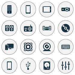 electronics icons set with keyboard smartphone vector image