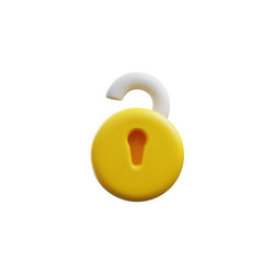 Open padlock volumized rendered icon 3d realistic vector