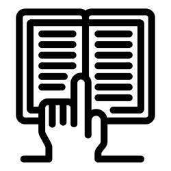 hand pointing at open book reading studying vector image