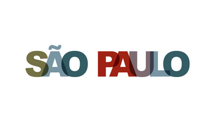 Sao paulo phrase overlap color no transparency vector