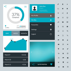 set of flat design ui elements for website vector image