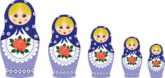 Forest animals nesting dolls matryoshka Royalty Free Vector