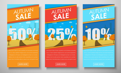 Set of web banners with autumn landscape for sales vector