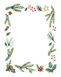 Watercolor Christmas Frame Vector Image