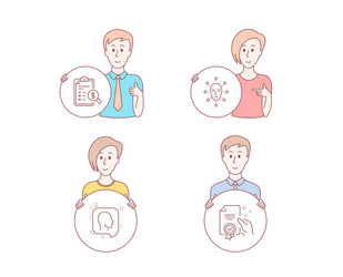 Head face biometrics and accounting report icons vector