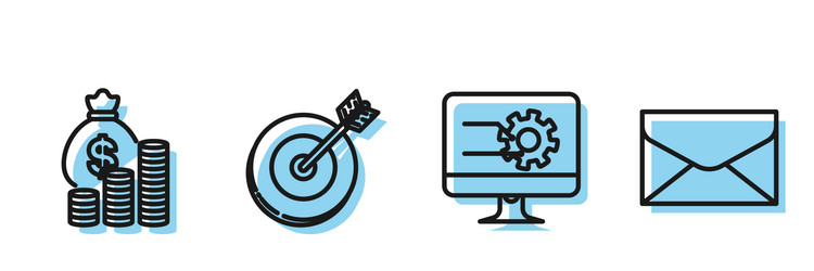 set line computer monitor with graph chart money vector image