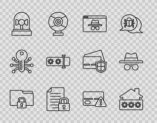 set line folder and lock house with password vector image