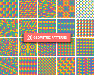 set of twenty pastel color geometric patterns vector image