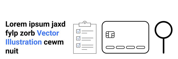 text with checklist credit card and magnifying vector image