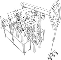 Oil pump jack rendering of 3d vector