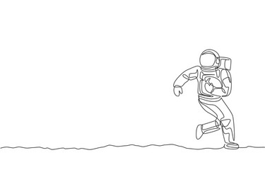 One single line drawing spaceman astronaut Vector Image