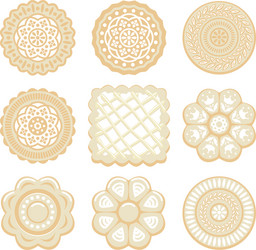 set biscuit chip cookies different shapes vector