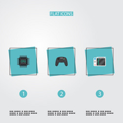 set of computer icons flat style symbols with cpu vector image