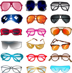 Set of colorful owls with sunglasses Royalty Free Vector