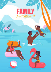 advertising banner family vacation lettering vector