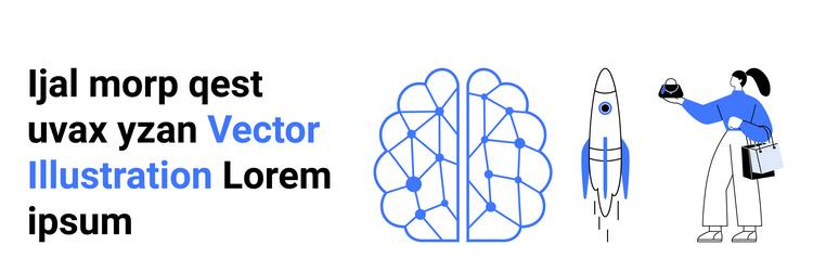 artificial intelligence concept with brain network vector image