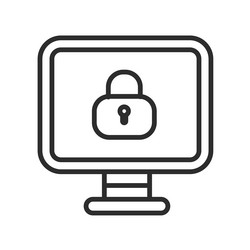 cyber security computer icon padlock key vector image