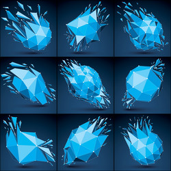 dimensional wireframe luminescent objects vector image